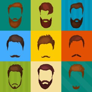 Nine images of men's faces with only hair showing to represent No Shave November