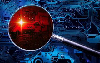 Magnifying glass over data to signify digital forensics preparedness
