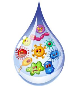 Germs in water droplet illustration