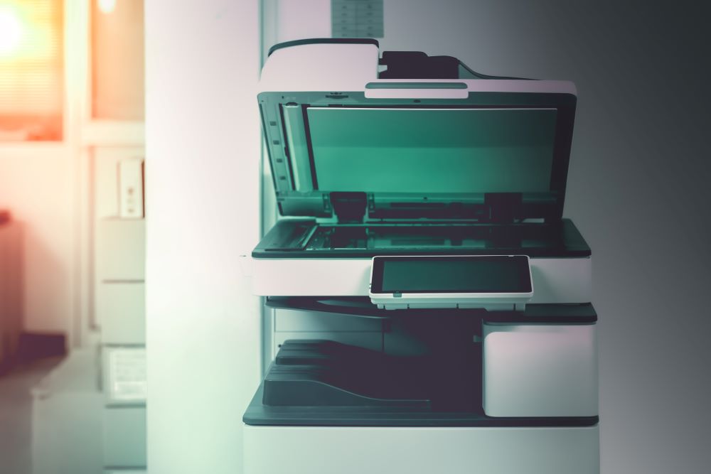 Close up of a modern office copier