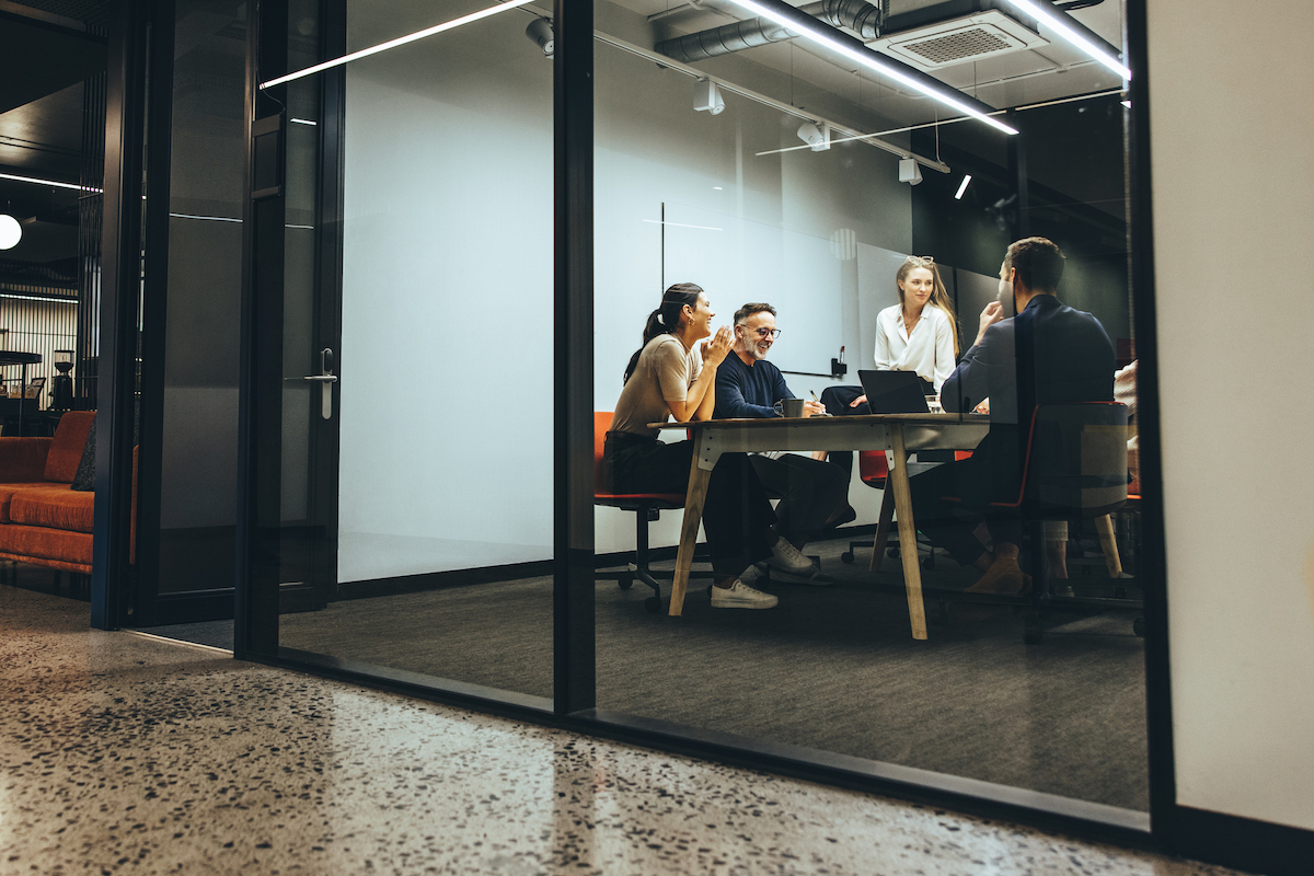 Business colleagues having a meeting in a boardroom